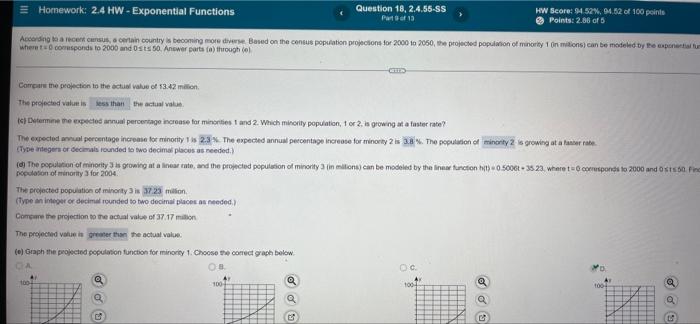 Homework 2 4 Hw Exponential Functions Question 18 2 4 55 Ss Part Of 13 Hw Score 94 52 94 52 Of 100 Points Points 2 1