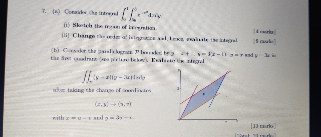 S S Dady I Sketch The Region Of Integration Ii Change The Order Of Integration And Hence Evaluate The Integral 1