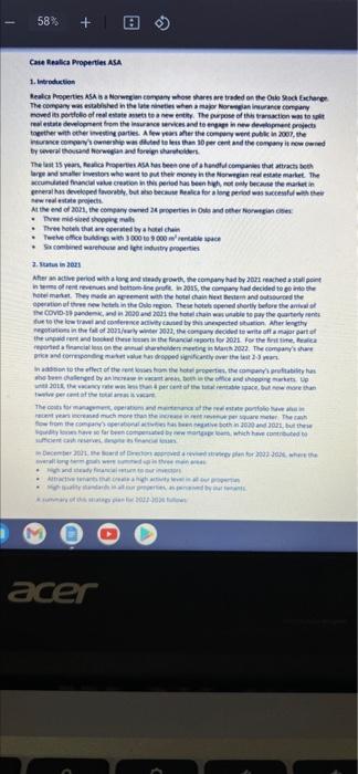 Question 1 25 Identify Critical Success Factors In Realica Properties Asa S Strategy From 2022 2026 And Place Them In 2
