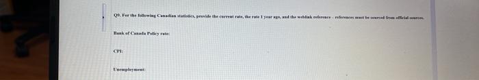 Q9 For The Following Canadian Statistics Provide The Corrent Rate The Rate 1 Year Ago And The Weblink Reference Refe 1
