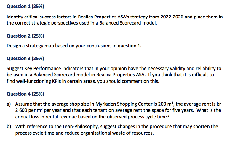 Case Realica Properties Asa 1 Introduction Realica Properties Asa Is A Norwegian Company Whose Shares Are Traded On The 4