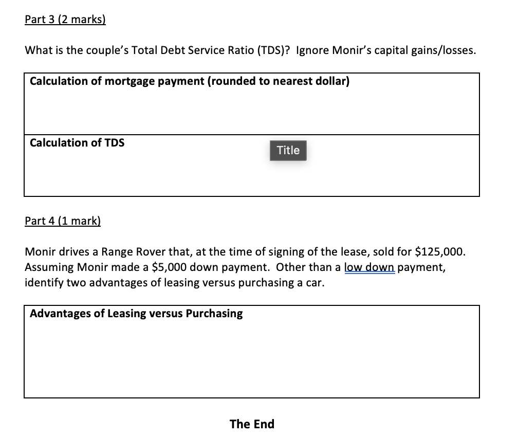Mini Case B 7 Marks Like Every Canadian Couple Monir And Jackie Carry Quite A Lot Of Debt Despite Their High Income 2