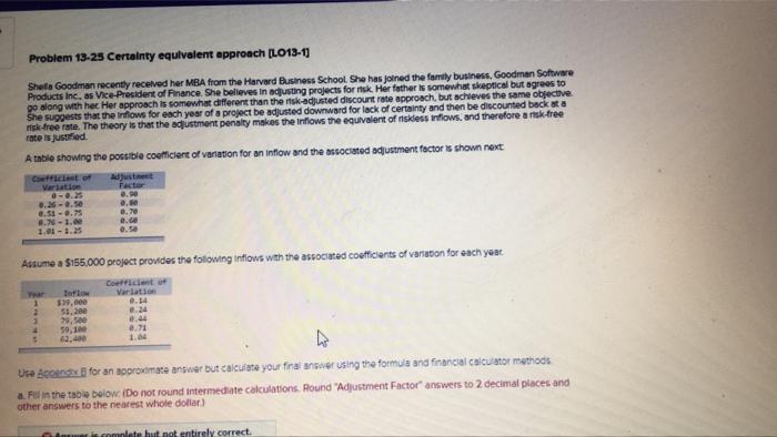 Ch13 Hw 7 Problem 13 25 Certainty Equivalent Approach Lo13 1 Shella Goodman Recently Received Her Mba From The Harvard 4
