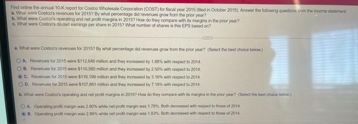 Find Online The Annual 10 K Report For Costco Wholesale Corporation Cost For Fiscal Year 2015 Filed In October 2015 1