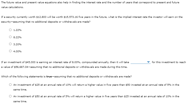 The Future Value And Present Value Equations Also Help In Finding The Interest Rate And The Number Of Years That Corresp 1