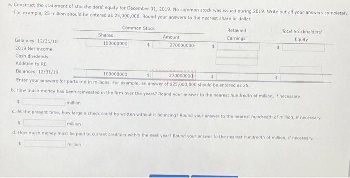 Davidson Corporation Balance Sheet As Of December 31 2019 Millions Of Dollars Assets Liabilities And Equity Cash And 2