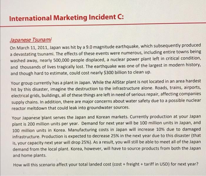 International Marketing Incident C Japanese Tsunami On March 11 2011 Japan Was Hit By A 9 0 Magnitude Earthquake Whi 1