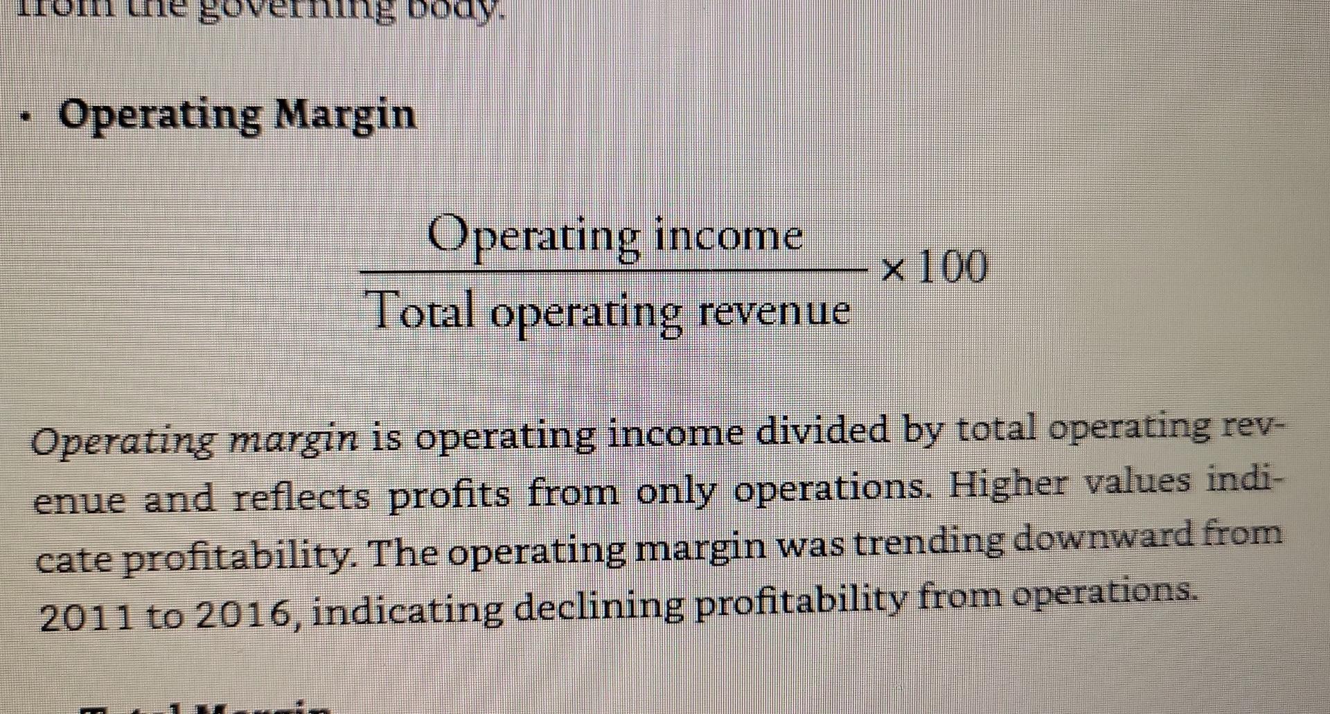 Ning Body Operating Margin Operating Income X 100 Total Operating Revenue Operating Margin Is Operating Income Divided 1