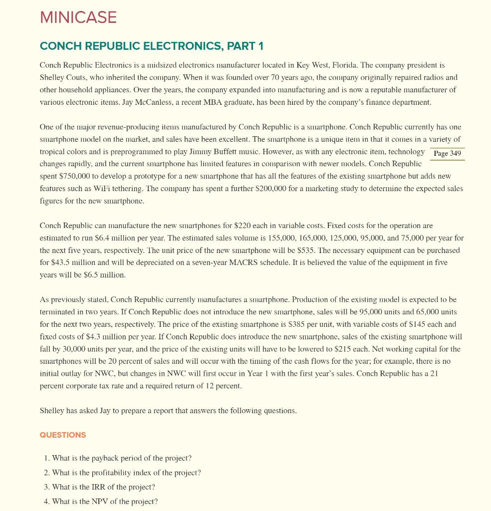 Minicase Conch Republic Electronics Part 1 Conch Republic Electronics Is A Midsized Electronics Manufacturer Located In 1
