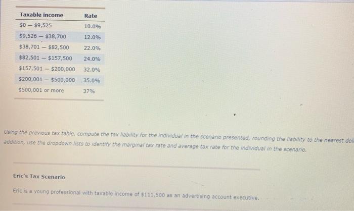 Taxable Income Rate 0 9 525 10 0 9 526 38 700 12 0 38 701 82 500 22 0 82 501 157 500 24 0 157 501 200 000 1