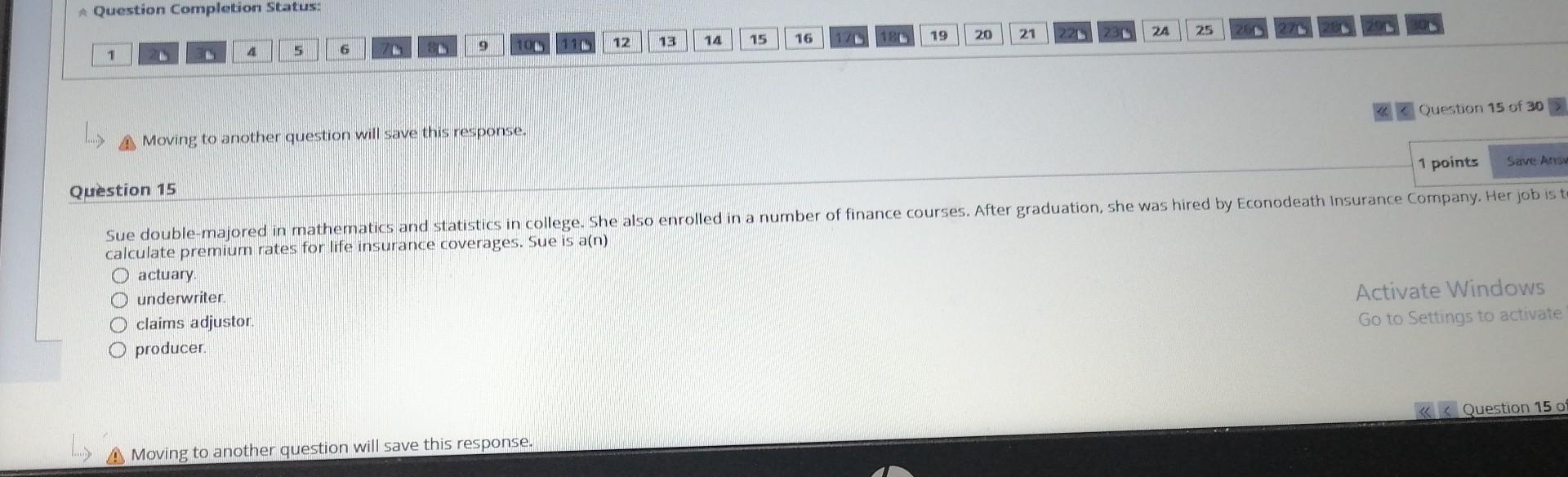 A Question Completion Status 12 13 14 15 5 24 25 19 16 20 21 1 19 T 6 A A Question 15 Of 30 Moving To Another Questio 1