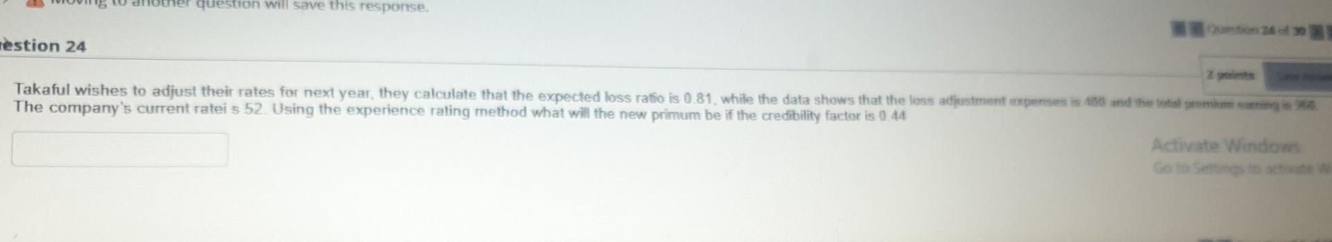 Her Question Will Save This Response Estion 24 Save A Takaful Wishes To Adjust Their Rates For Next Year They Calculat 1