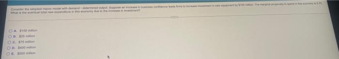 Consider The Simplest Macro Model With Demand Determined Output Suppose An Issues Canonce Leads Fema To By 100 On The 1