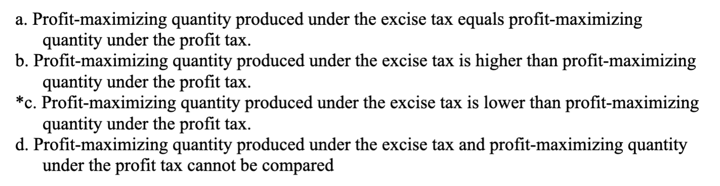 A Price Taking Firm Has The Following Pre Tax Total Cost Function C Q 50 30q Q 2 Price Equals 200 The Governmen 1