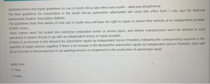 Updated Service And Repair Guidelines For Cars In South Africa Take Effect Next Month What Books You Should Know The Fin 1