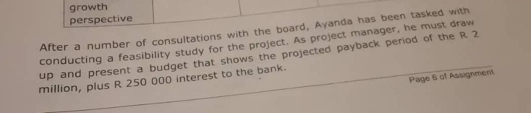 Growth Perspective After A Number Of Consultations With The Board Ayanda Has Been Tasked With Conducting A Feasibility 1