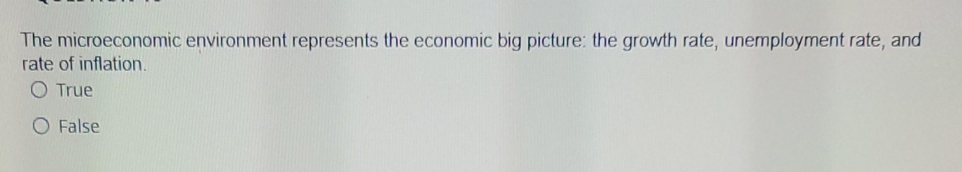 The Microeconomic Environment Represents The Economic Big Picture The Growth Rate Unemployment Rate And Rate Of Infla 1