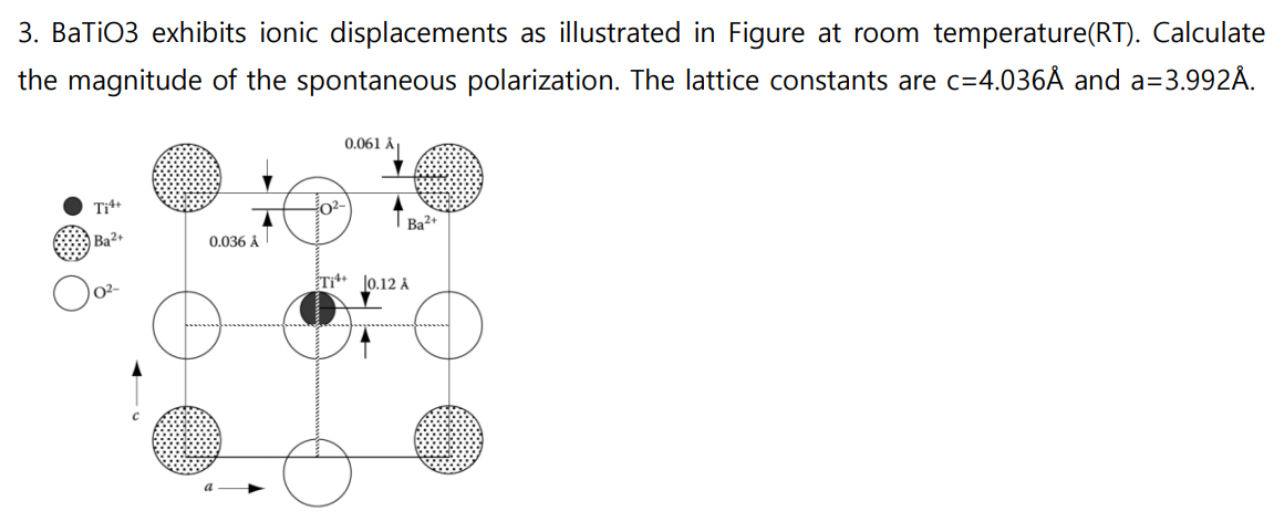 3 Batio3 Exhibits Ionic Displacements As Illustrated In Figure At Room Temperature Rt Calculate The Magnitude Of The 1