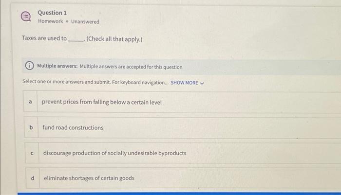 Question 1 Homework Unanswered Check All That Apply Multiple Answers Multiple Answers Are Accepted For This Quest 1