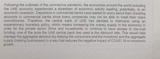 Following The Outbreak Of The Coronavirus Pandemic The Economies Around The World Including The Uae Economy Experienced 1