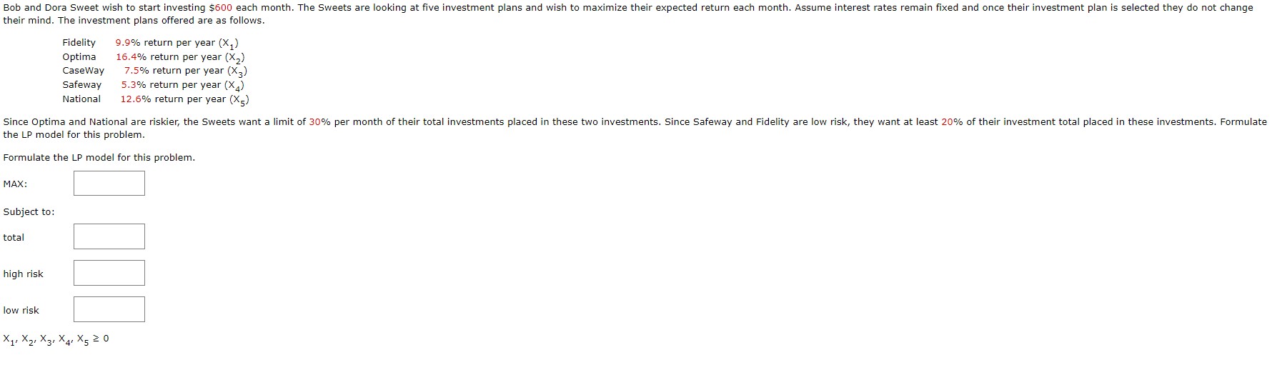 Bob And Dora Sweet Wish To Start Investing 600 Each Month The Sweets Are Looking At Five Investment Plans And Wish To 1