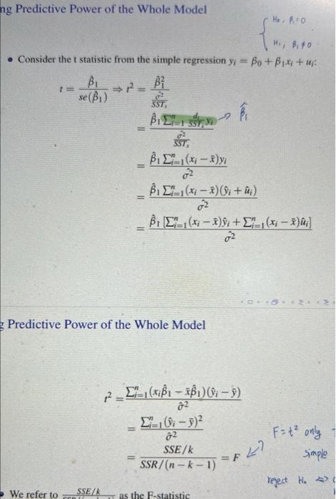 Ng Predictive Power Of The Whole Model He P O Hi B To Consider The T Statistic From The Simple Regression Y Bo Bi 1