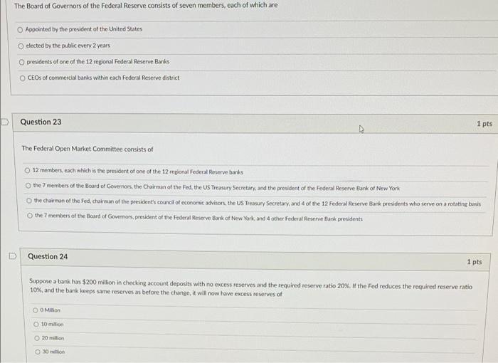 The Board Of Governors Of The Federal Reserve Consists Of Seven Members Each Of Which Are O Appointed By The President 1
