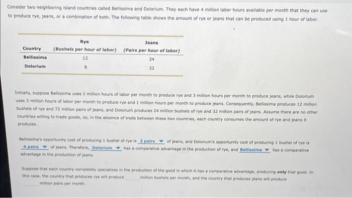Consider Two Neighboring Island Countries Called Bellissima And Dolorium They Each Have 4 Million Labor Hours Available 1