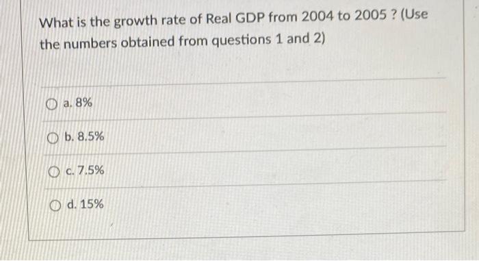 In This Economy Composed Of Two Goods Computers And Watches What Is The Nominal Gdp For Year 2005 Quantity Year Pric 4