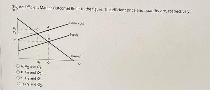 Figure Efficient Market Outcome Refer To The Figure The Efficient Price And Quantity Are Respectively P Social Cos 1