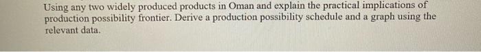 Using Any Two Widely Produced Products In Oman And Explain The Practical Implications Of Production Possibility Frontier 1