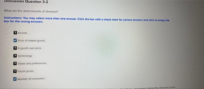 Discussion Question 3 2 What Are The Determinants Of Demand Instructions You May Select More Than One Answer Click Th 1