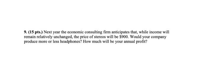 6 10 Pts Next Year After Selling The Excess Product You Must Factor Into Your Pricing Decision The Production Cost 2
