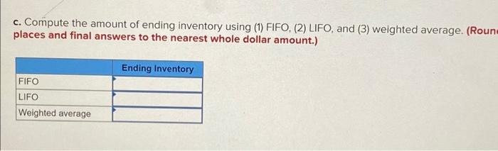 Exercise 5 4a Algo Effect Of Inventory Cost Flow Fifo Lifo And Weighted Average On Gross Margin Lo 5 1 The Follow 3