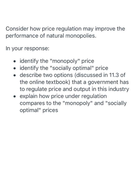 Consider The Graph Below Which Demonstrates A Natural Monopoly S Cost Demand And Marginal Revenue Curves Along With T 2