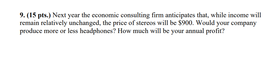 6 10 Pts Next Year After Selling The Excess Product You Must Factor Into Your Pricing Decision The Production Cost 2