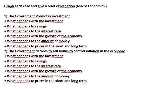 Graph Each Case And Give A Brief Explanation Macro Economics 1 The Government Promotes Investment What Happens With 1