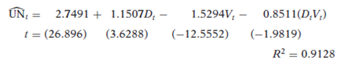 Consider The Following Regression Results Un Unemployment Rate V Job Vacancy Rate D 1 For Period Beginning 1