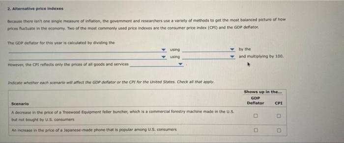 2 Alternative Price Indexes Because There Isn T One Single Measure Of Inflation The Government And Researchers Use A V 1
