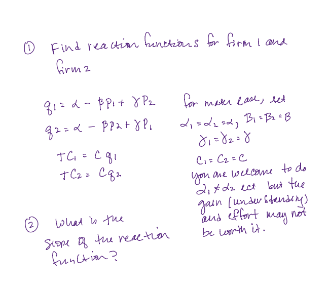 Find Reaction Functions For Firm I And Firm Z 81 D 2 Bp Xp 2 For Mater Lase Bet Q2 2 Bp 2 8 P 2 2 2 B 1