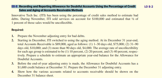 E8 8 Recording And Reporting Allowance For Doubtful Accounts Using The Percentage Of Credit Sales And Aging Of Accounts 1