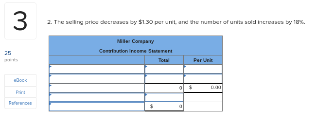 3 25 Points Ebook Print References Miller Company S Most Recent Contribution Format Income Statement Is Shown Below Tot 2