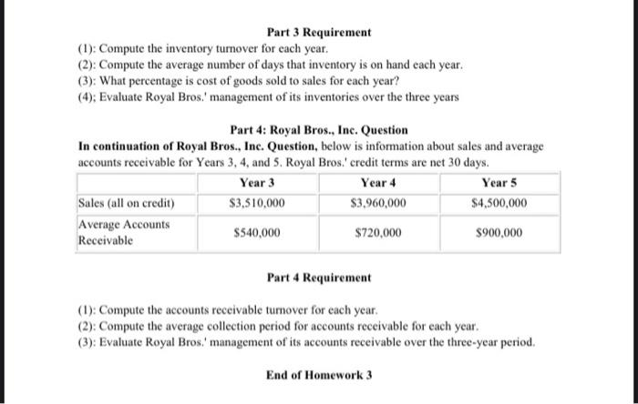 Part 1 Royal Bros Inc Question The Comparative Balance Sheets For Year 1 And Year 2 And The Year 2 Income Statement 3