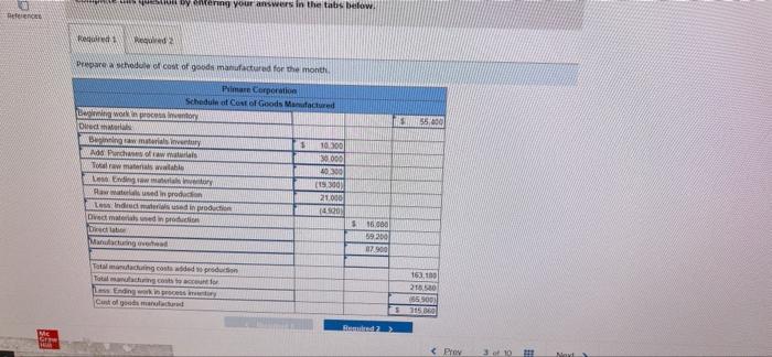 12 D 3 Back 19 H P Renc Primare Corporation Has Provided The Following Data Concerning Last Month S Manufacturing Operat 2