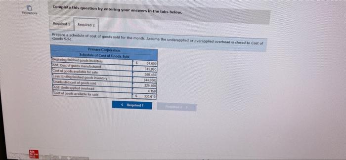 12 D 3 Back 19 H P Renc Primare Corporation Has Provided The Following Data Concerning Last Month S Manufacturing Operat 3