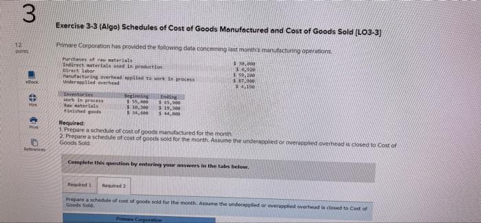 12 D 3 Back 19 H P Renc Primare Corporation Has Provided The Following Data Concerning Last Month S Manufacturing Operat 4