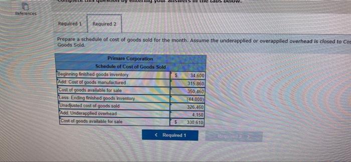 12 D 3 Back 19 H P Renc Primare Corporation Has Provided The Following Data Concerning Last Month S Manufacturing Operat 7