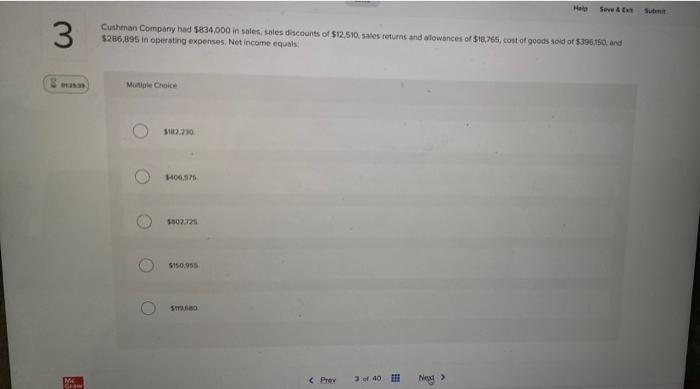 Help Save Ext 3 Cushman Company Had 834 000 In Sales Sales Discounts Of 12 510 Sales Returns And Allowances Of 18 1