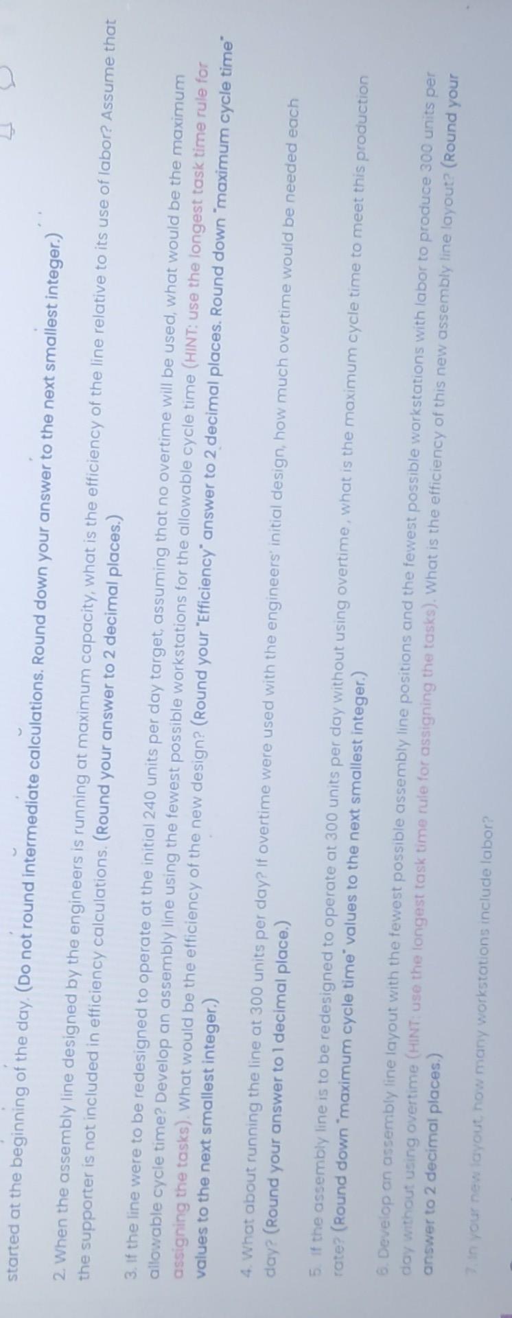 Started At The Beginning Of The Day Do Not Round Intermediate Calculations Round Down Your Answer To The Next Smalles 6
