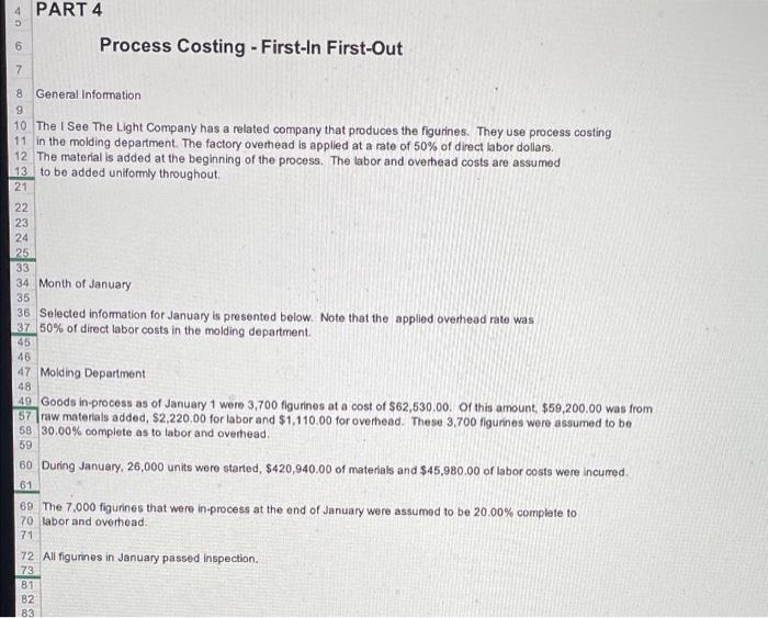 4 Part 4 6 Process Costing First In First Out 7 8 General Information 9 10 The I See The Light Company Has A Related C 1